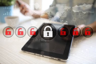 Siber Güvenlik, veri koruma, bilgi güvenliği ve şifreleme. İnternet Teknoloji ve iş kavramı.