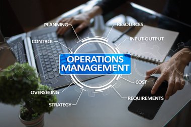 Sanal ekran üzerinde işlemleri Yönetimi iş ve teknoloji kavramı.