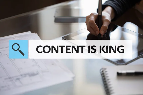 Content is king text in search bar. Business, technology and internet concept. Digital marketing.