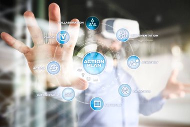 Sanal ekran eylem planı. Planlama kavramı. İş stratejisi.