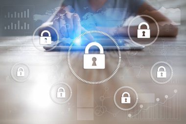 Siber Güvenlik, veri koruma, bilgi güvenliği ve şifreleme. İnternet Teknoloji ve iş kavramı.