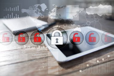 Siber Güvenlik, veri koruma, bilgi güvenliği ve şifreleme. İnternet Teknoloji ve iş kavramı.