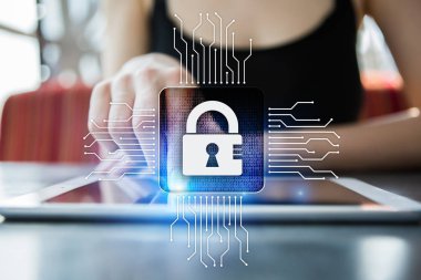 Siber Güvenlik, veri koruma, bilgi güvenliği ve şifreleme. İnternet Teknoloji ve iş kavramı.