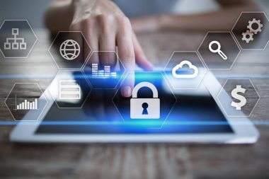 Veri koruma, siber güvenlik, bilgi güvenliği ve şifreleme. İnternet Teknoloji ve iş kavramı.