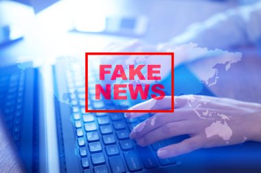 Sanal ekran üzerinde sahte haber uyarı.