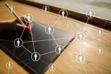 İnsan kaynakları yönetimi, insan kaynakları, işe alım, liderlik ve ekip oluşturma. İş ve teknoloji kavramı.