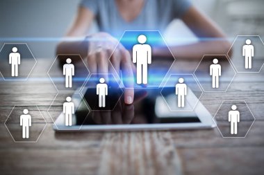 İnsan kaynakları yönetimi, insan kaynakları, işe alım, liderlik ve ekip oluşturma. İş ve teknoloji kavramı.