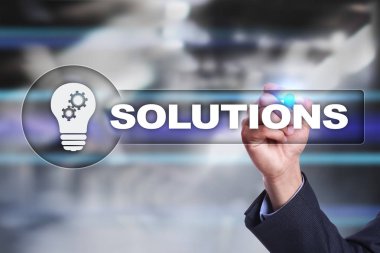 İş çözümleri kavramı sanal ekrandaki.