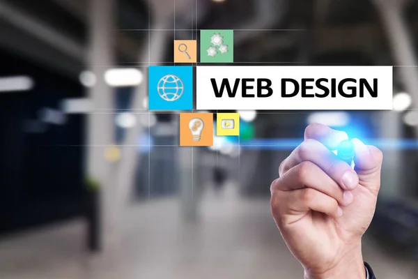 Concept de conception et de développement Web sur l'écran virtuel . — Photo