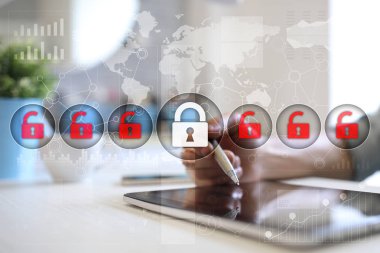 Siber Güvenlik, veri koruma, bilgi güvenliği ve şifreleme. İnternet Teknoloji ve iş kavramı.