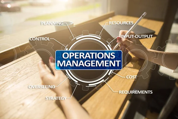 Operations management business and technology concept on virtual screen.