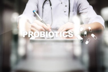 Probiyotikler. Sağlığı geliştirme. İlaç ve tıp kavramı.