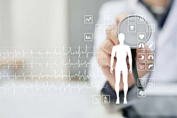 Medical record diagram on virtual screen concept. Health monitoring application.