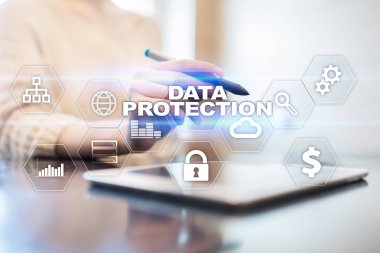 Veri koruma, siber güvenlik, bilgi güvenliği ve şifreleme. İnternet Teknoloji ve iş kavramı.