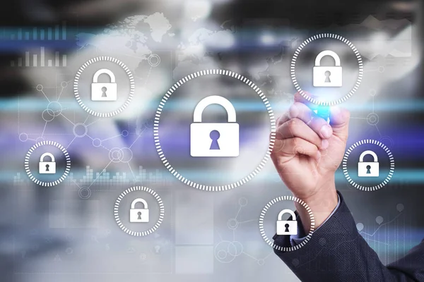 Cyber security, Data beveiliging, veiligheid van de informatie en encryptie. Internet technologie en business concept. — Stockfoto