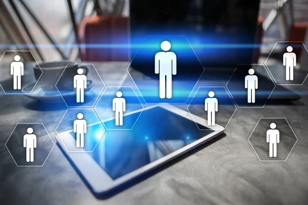 İnsan kaynakları yönetimi, insan kaynakları, işe alım, liderlik ve ekip oluşturma. İş ve teknoloji kavramı.