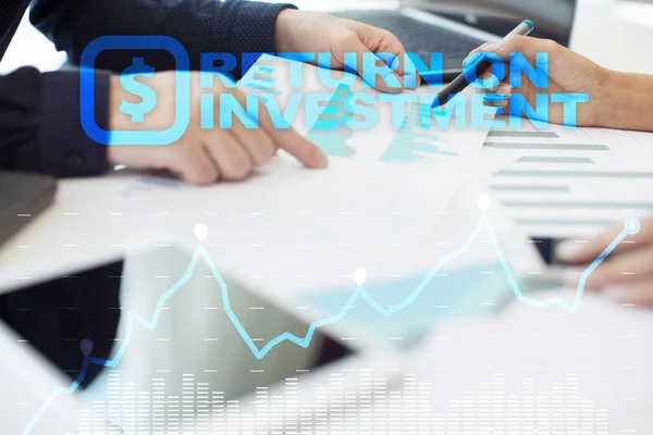 Roi Return Investment Business Concetto Tecnologia Sfondo Schermo Virtuale — Foto Stock