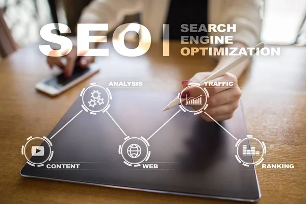 SEO. Search Engine optimization. Cyfrowych online marketing koncepcja technologii andinetrmet. — Zdjęcie stockowe