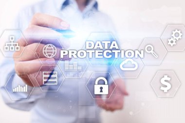 Veri koruma, siber güvenlik, bilgi güvenliği ve şifreleme. İnternet Teknoloji ve iş kavramı.