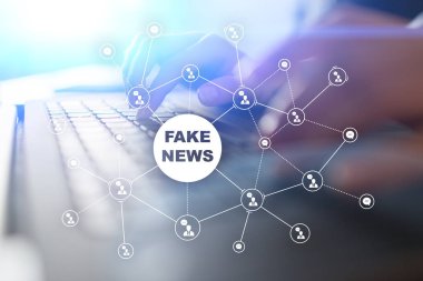 Sanal ekran üzerinde sahte haber uyarı.