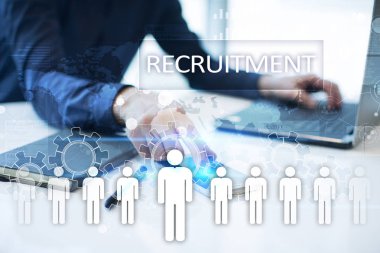 İnsan kaynakları yönetimi, insan kaynakları, işe alım, liderlik ve ekip oluşturma. İş ve teknoloji kavramı.