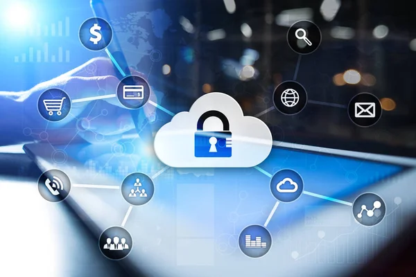 Számítógépes biztonság, adatok védelem, biztonság és encryption. Internet technológia és az üzleti koncepció. — Stock Fotó