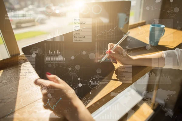 Conceito de negócios, internet e tecnologia. Fundo de tela virtual . — Fotografia de Stock