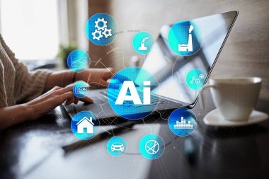 AI, yapay zeka, Makine öğrenimi, sinir ağları ve modern teknolojiler kavramlar. Çok ve otomasyon.