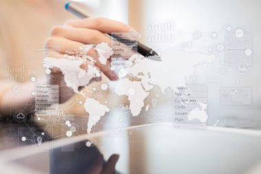 İş kavramı arka plan. Sanal ekran metin için boş yer ile. Internet ve teknoloji.
