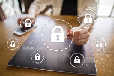 Siber Güvenlik, veri koruma, bilgi güvenliği ve şifreleme. İnternet Teknoloji ve iş kavramı.