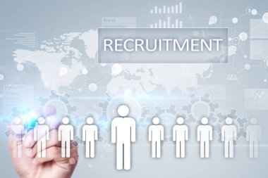 İnsan kaynakları yönetimi, insan kaynakları, işe alım, liderlik ve ekip oluşturma. İş ve teknoloji kavramı.