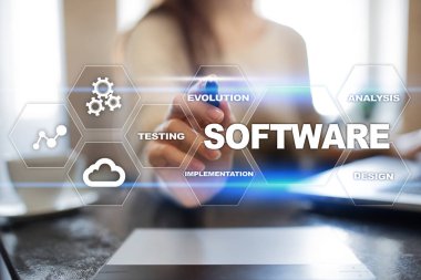 Yazılım geliştirme. Veri dijital programlar sistem teknoloji kavramı.