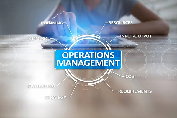 Operations management business and technology concept on virtual screen.