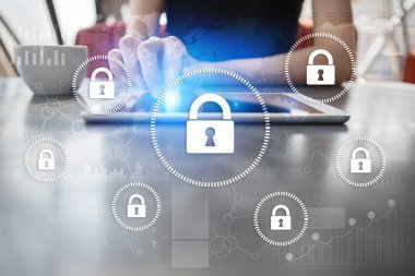 Siber Güvenlik, veri koruma, bilgi güvenliği ve şifreleme. İnternet Teknoloji ve iş kavramı.