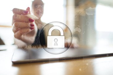 Siber Güvenlik, veri koruma, bilgi güvenliği ve şifreleme. İnternet Teknoloji ve iş kavramı.