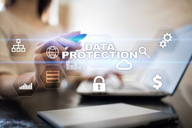 Veri koruma, siber güvenlik, bilgi güvenliği ve şifreleme. İnternet Teknoloji ve iş kavramı.