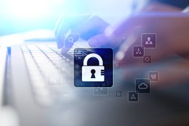 Veri koruma, siber güvenlik, bilgi güvenliği ve şifreleme. İnternet Teknoloji ve iş kavramı.