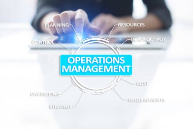 Sanal ekran üzerinde işlemleri Yönetimi iş ve teknoloji kavramı.