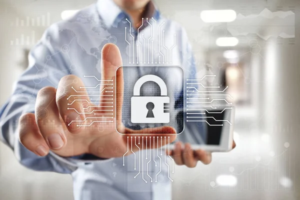 Cyber security, Data skydd, säkerhet och kryptering. Internet-teknik och affärsidé. — Stockfoto