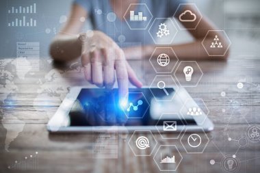 İş kavramı arka plan. Sanal ekran metin için boş yer ile. Internet ve teknoloji.