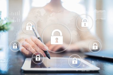 Siber Güvenlik, veri koruma, bilgi güvenliği ve şifreleme. İnternet Teknoloji ve iş kavramı.