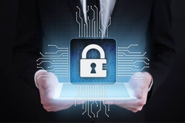 Siber Güvenlik, veri koruma, bilgi güvenliği ve şifreleme. İnternet Teknoloji ve iş kavramı.