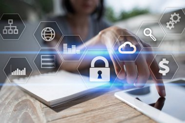 Veri koruma, siber güvenlik, bilgi güvenliği ve şifreleme. İnternet Teknoloji ve iş kavramı.