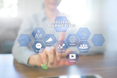 Dijital Pazarlama teknoloji kavramı. Internet. Online. Arama Motoru Optimizasyonu. SEO. SMM. reklam.