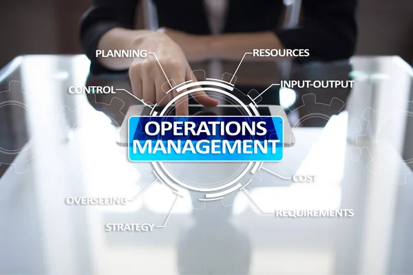 Operations management business and technology concept on virtual screen.