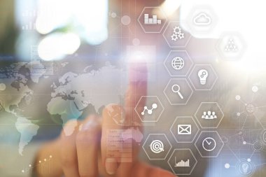 İş kavramı arka plan. Sanal ekran metin için boş yer ile. Internet ve teknoloji.