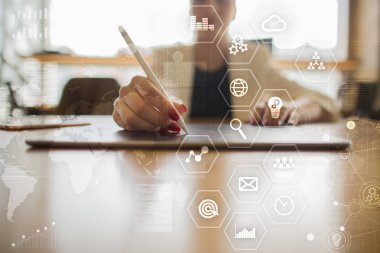 İş kavramı arka plan. Sanal ekran metin için boş yer ile. Internet ve teknoloji.