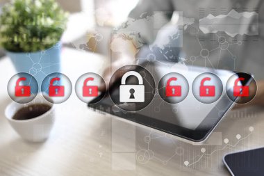 Siber Güvenlik, veri koruma, bilgi güvenliği ve şifreleme. İnternet Teknoloji ve iş kavramı.