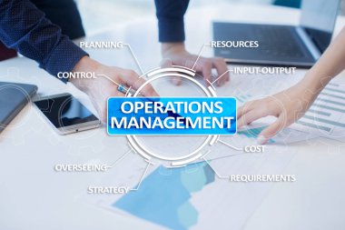 Sanal ekran üzerinde işlemleri Yönetimi iş ve teknoloji kavramı.