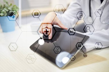 Sanal ekran üzerinde tıbbi kavramı. Sağlık. Online Tıbbi Danışma ve sağlık kontrol, Emr, Ehr.